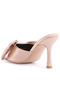 Women Latte High Heeled Bow Slider Sandals - 3