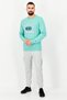 Men Sportswear Fit Long Sleeve Outdoor Sweatshirt, Turquoise - 3