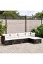 5 Piece Garden Sofa Set with Cushions Black Poly Rattan