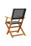 Folding Garden Chairs 4 pcs Black Poly Rattan and Solid Wood - 5