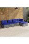 5 Piece Garden Lounge Set with Cushions Poly Rattan Grey