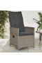 Reclining Garden Chair with Cushions Grey Poly Rattan