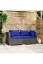 2-Seater Sofa with Cushions Grey Poly Rattan