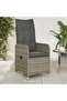 Reclining Garden Chairs 2 pcs with Cushions Grey Poly Rattan