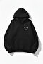 Unisex Soft Textured Pocket Heart Printed Design Oversized 3 Thread Hoodie Sweatshirt