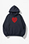 Unisex Soft Textured Heart Trace B Printed Design O Oversized 3 Thread Hoodie Sweatshirt