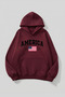 Unisex Soft Textured America Printed Design Oversized 3 Thread Hoodie Sweatshirt