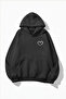Unisex Soft Textured Pocket Heart Printed Design Oversized 3 Thread Hoodie Sweatshirt