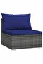4 Piece Garden Lounge Set with Cushions Poly Rattan Grey - 2