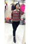 Women's Striped Polo Neck Sweater - 2