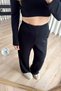 Black Wide Leg High Waist Elastic Waistband Trousers - 4
