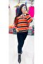 Women's Striped Polo Neck Sweater - 3