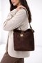 Brown Suede Fabric Plush Detailed Women's Midi Shoulder Bag - 4