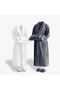 Tria Family Bathrobe Set 100% Cotton Jacquard Cream-Navy Blue M/L