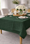 Checked Saten Tablecloth Green 100% Cotton Without Napkin - 4