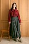 Burgundy Scarf Body & Anthracite Pleated Detail Denim Skirt Set