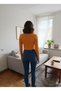 Orange Half Turtleneck Crop Body Slimfit Imported Wrinkled Fabric Long Sleeve Body Hzlkir01Body - 3