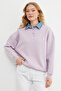 3 İplik Kot g Paneled Sweatshirt with Metal Accessories
