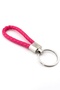 Cross Weave Fuchsia Pink Color Faux Leather Keychain Ax062