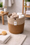 Jute Wicker Basket Bathroom Towel-Laundry Dirty Clothes Basket Handmade Kitchen Flower Pot Toy Organizer Basket - 6