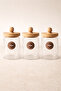 Set of 3 Borosilicate Glass 600ml Jars with Bamboo Lid Kw-748 - 2