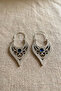 Blue Stone Ethnic Motif Earrings Silver Color - 2