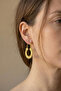 Ethnic Dangle Earrings with Embossed Motifs Gold Color