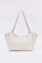 Cream D45 Faux Leather Large Capacity Daily, Work and School Women's Hand and Shoulder Bag with Snap Closure