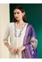 White Muslin Silk Embroidered Anarkali Kurta Set For Women–Indian Ethnic Wear Salwar Kameez - 4
