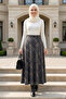 تنورة كاكي منقوشة من القماش المربعات للنساء - 3