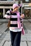 Navy Blue/Pink Crew Neck Oversized Knitwear Sweater Mg1972 - 5