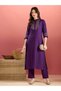 Purple Muslin Silk Sequin Embroidered A-Line Co-ord Set for Women–Indian Festive Party Co-ord Outfit - 6