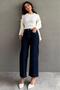 Navy Blue Straight Cut Wide Leg Women's Flared Jeans Mg2630 - 5
