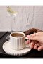 4-Piece 2-Person Porcelain Coffee Cup Set with Relief and Serrated Edge, 90 ml - 2