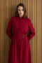 Burgundy Metal Buckle Modal Dress - 5