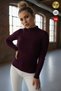 Women's Plum Extra Flexible Corded Fabric Half Fisherman High Neck Woven Slim Knitwear Sweater Body Blouse - 2