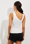 Women's White Asymmetrical Neckline Knitwear Blouse Be306 - 3