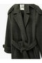 Double-Breasted Lapel Long Sleeve Pocket Belted Long Cashmere Coat - 4