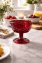 Set of 2 Red Diamond Patterned Glass Dessert Bowls with Feet - Ice Cream, Magnolia Presentation Glass - 6