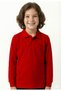 Children's Polo Neck Long Sleeve School T-Shirt Polo Fabric School Wear - Red