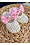 Girls' Baby Bow Detail Shiny Pearl 0-4 Months 10 cm Gift Booties Luxury Hook and Loop