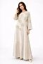 Soft linen jalabiya with raised floral embroidery