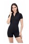 Zipper Detailed Swimmer Jumpsuit with Shorts, Swimwear for Sea and Pool (Suitable for Use with Chest Pads and Without Pads) - 4