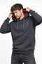 Men's Hooded 3-Thread Brushed Inside Embroidered Anthracite Sweatshirt - 3