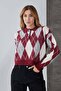 Zenne Baklava Patterned Polo Neck Knit Sweater - 3