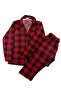 Red and Black Checkered Buttoned Suede Fabric Pajama Set - Price Is for One Piece - 3