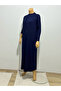 Long Underwear Dress 135 cm Long Sleeves Crew Neck Lining Quality Combed Cotton Fabric Dark Blue - 2
