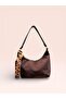 Zippered Shoulder Bag with Suede Scarf Detail - 3