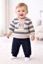 Baby Boy Transitional Sets |   Striped Teddy Bear Printed Sweatshirt & Sweatpants