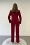 Modern Fit Straight-Leg Trousers Burgundy Double-Breasted Jacket Office Style Suit - 4